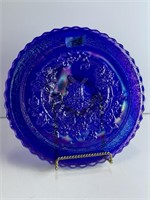 Imperial Blue Carnival Glass Plate