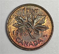 CANADA: 1952 Small Cent Color Toned Uncirculated