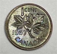 CANADA: 1957 Small Cent Color Toned Uncirculated