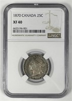 CANADA: 1870 Silver Twenty Five Cents NGC XF40