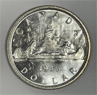 CANADA: 1955 Silver Dollar Brilliant Uncirculated