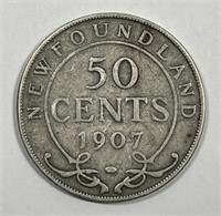 CANADA NEWFOUNDLAND: 1907 Silver Fifty Cents