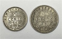 CANADA NEWFOUNDLAND: 1941-C Silver 5c & 10c Pair