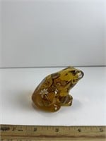 Fenton Amber Hand Painted Frog Figurine
