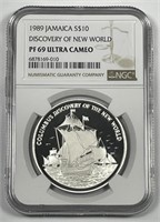 JAMAICA: 1989 $10 Columbus New World Proof NGC