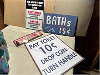4 Misc. Bathroom Signs-Metal and Other