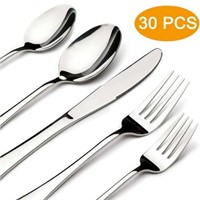 30pc Stainless Steel Set  Service for 6  Mirror Po