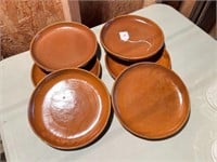 6pcs Brown Bybee Pottery 8" Lunch Plates