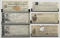 Lot of 6 Bank Checks From 1860 to 1882