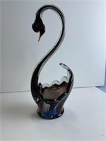 Art Glass Swan Vase