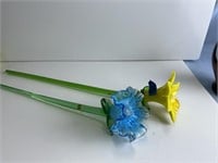 Set Of Hand Blown Glass Flowers