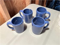 Bybee Pottery Blue 4pc Mugs 4 1/2"