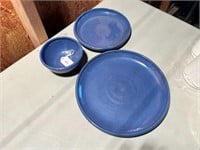 3pc Bybee Pottery Dinner & Lunch Plate & Bowl