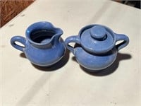 Bybee Pottery Blue Creamer & Sugar