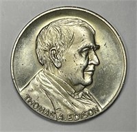 1947 Thomas Edison Centennial White Metal Medal