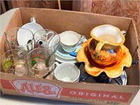 Misc Lot-Cups/Saucers, Christmas Glasses, Etc