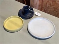 3pc Bybee Pottery-Candlestick, Coaster, 6" Plate