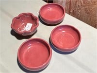 Bybee Pottery Dark Mauve 4pc 5" Bowls-1 Fluted