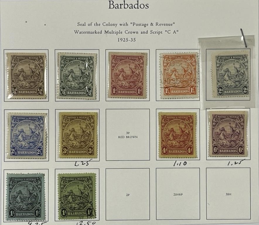 BARBADOS: 1925-35 Postage & Revenue Mint/Used
