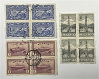 CANADA: $1 Blocks of #302, 321 & 373 Used