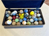 Silverplated Brass Box Full of Large Marbles