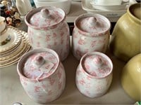 Bybee Pottery 4pc Pink Sponge Canister Set