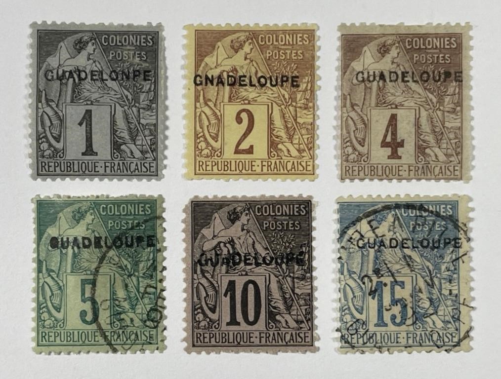 GUADALOUPE: Lot of 6 Classic Early Stamps #14-19