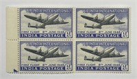 INDIA: 1948 First Flight 12 Annas Block of 4 MNH