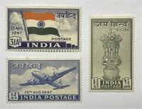 INDIA: 1947 Independence Set #200-202 Mint MNH