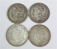 (4) FINE Morgan Silver Dollars
