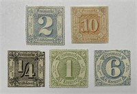 THURN & TAXIS: 1850's Assortment of 5 Stamps