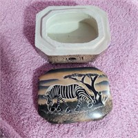 Zawadee soapstone trinket box - zebra
