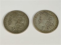 2 Morgan Silver Dollars: 1891 & 1902 VERY FINE