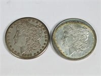 2 Morgan Silver Dollars: 1880 & 1887 S EXTRA FINE