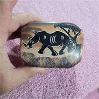 Zawadee soapstone trinket box - rhino