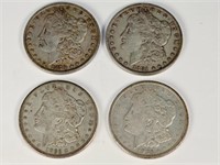 4 Morgan Silver Dollars: 1879, 1881, 1921D, 1921S