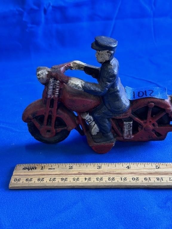 Cast Iron Motorcycle With Rider