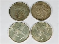 4 Peace Silver Dollars: 1922, 1922D, 1922S, 1923