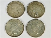 4 Peace Silver Dollars: 1923D, 1923S, 1924, 1925
