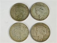 4 Peace Silver Dollars: 1925S, 1926S, 1926, 1935S