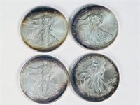 4 Silver Eagle Dollars: 1995, 1996, 1997, 1998