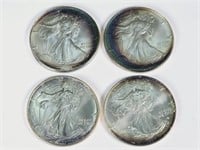 4 Silver Eagle Dollars: 1991, 1992, 1993, 1994