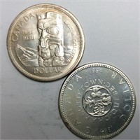 1965 & 1067 2PC LOT CANADA $1 MS65 GEM