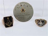 6 grams 10KT Gold Masonic Ring w/ Diamond & More