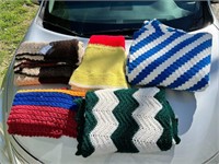 5pc Crocheted Throws/Afghans