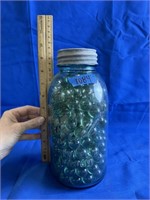 Ball Mason Jar With Zinc Lid Filled With Marbles
