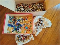 Antique Clay Marbles, Glass marbles, Shooters