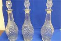 Lot of 3 Pressed Glass Decanters