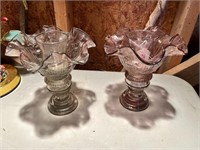 Pink & Light Pink Glass Candle Lamps