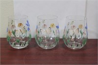Lot of 3 Hand Painted Tumblers